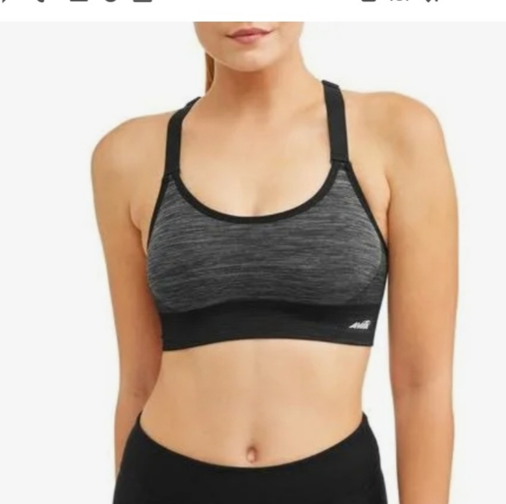 Pair (2) Avia sports Bras size small. Black and Teal with adjustable straps